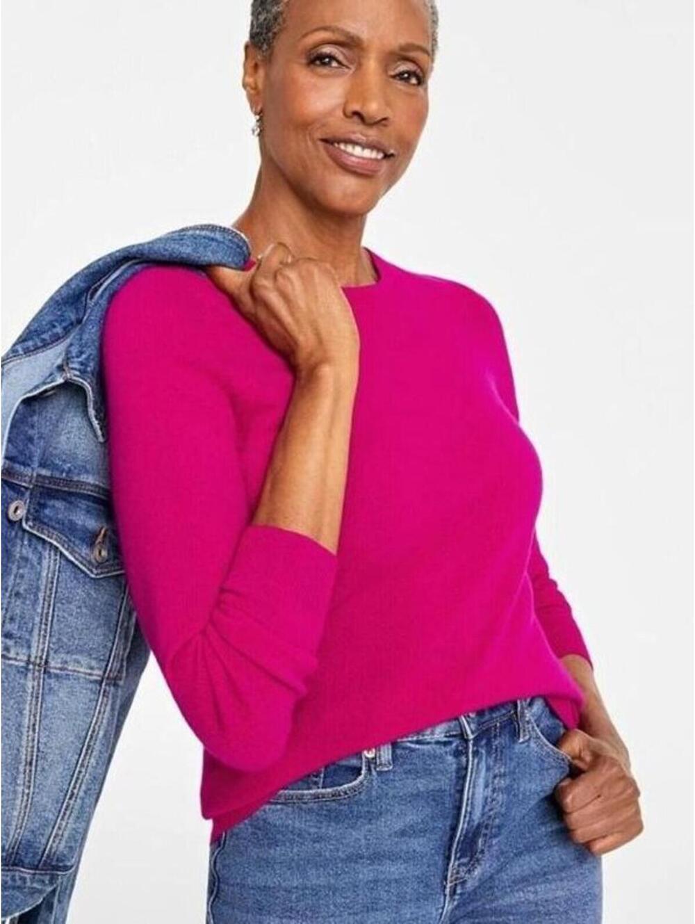 Charter Club 100% Cashmere Sweater Hot Pink Fuchsia Crewneck Size S NWT [COPY]